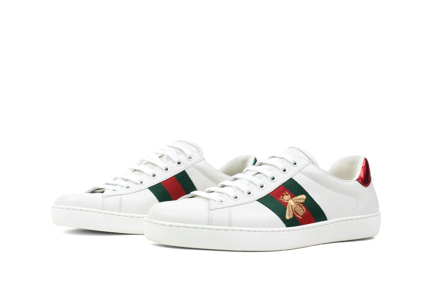 gucci white bee ace sneakers