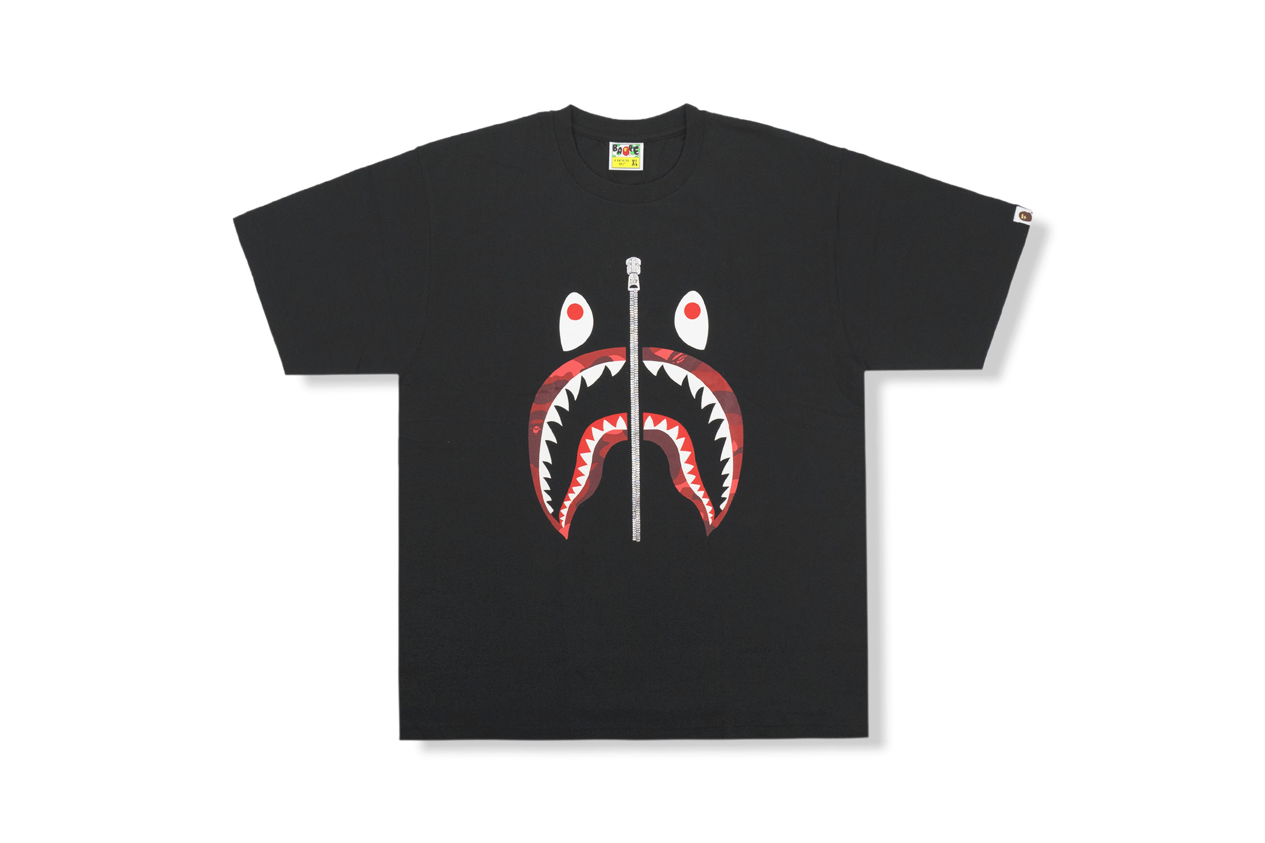 Bape Zip Shark Red Camo Black Tee - GLAB.VN