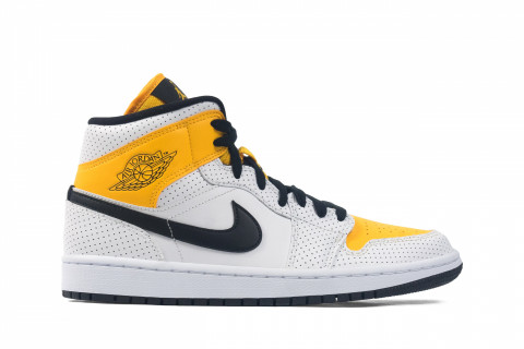 Wmns Air Jordan 1 Mid Perforated White University Gold