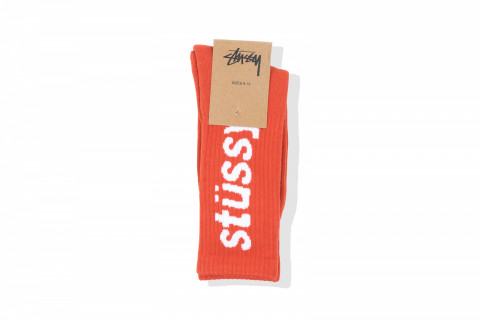 Stussy Helvetica Jacquard Crew Socks Orange