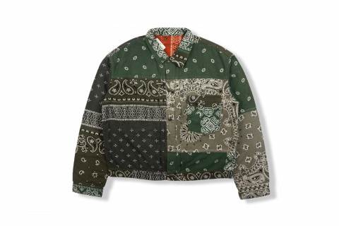 Kapital Flannel Reversible Bandana 1st Jacket Khaki/Orange