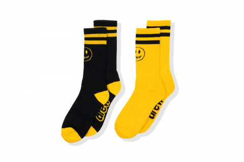 Drew House mascot stripe socks (pack of 2) black/golden yellow