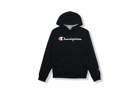 Champion Men's Powerblend Script Graphic Black Hoodie Champion Men's Powerblend Script Graphic Black Hoodie