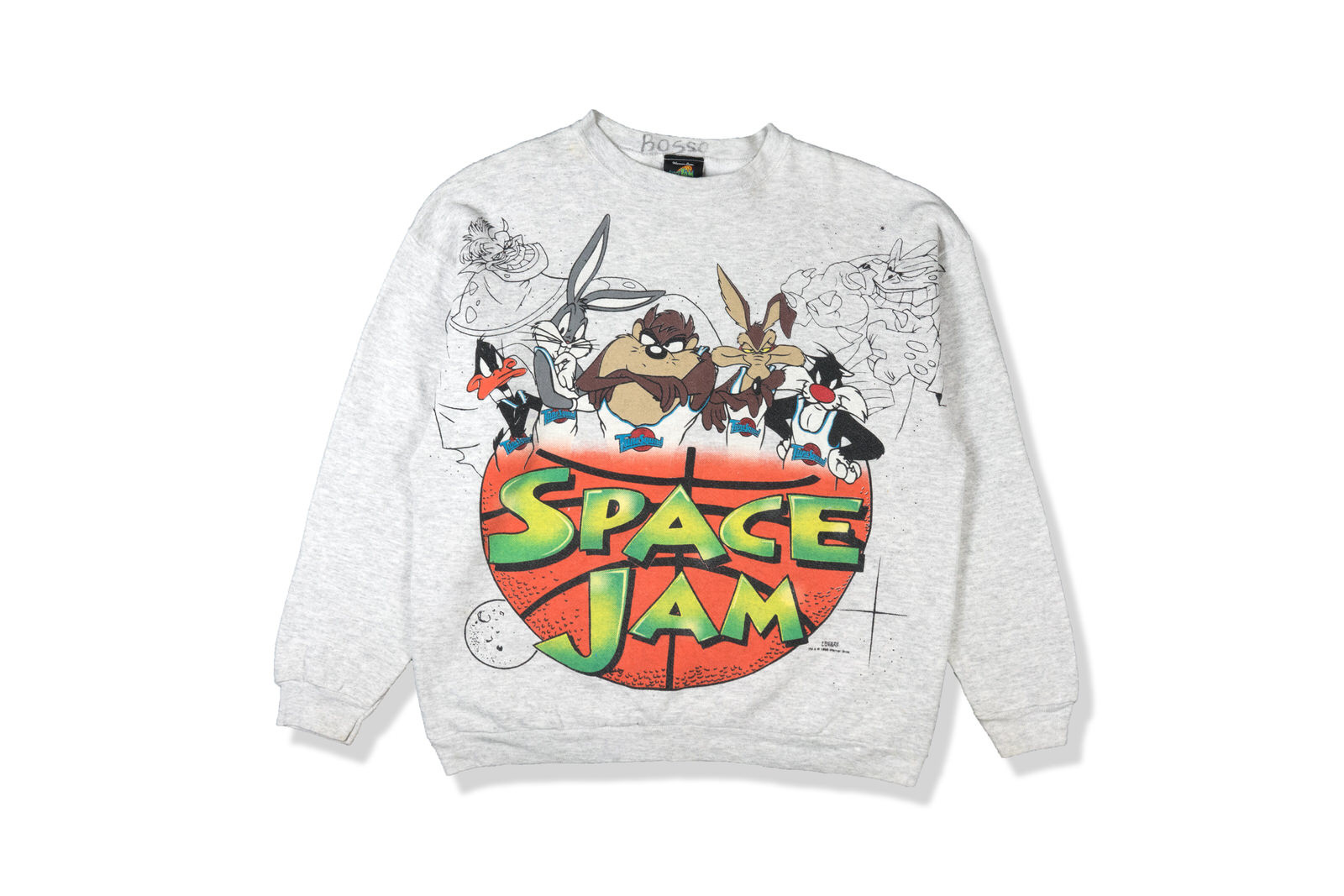 Vintage 90s Space Jam All Over Print Sweater Gray - GLAB.VN