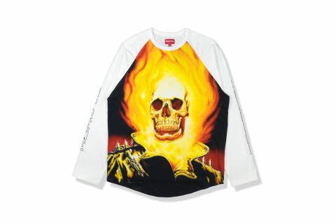 Supreme Ghost Rider Raglan L/S Top White