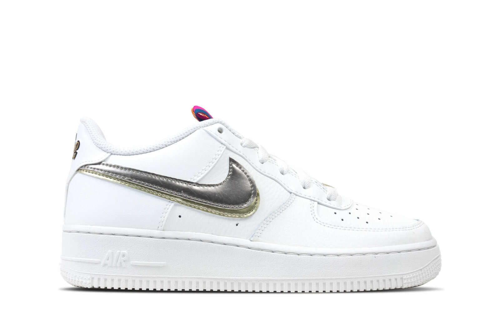 Nike Air Force 1 Low '07 LV8 Double Swoosh White Metallic Gold (GS