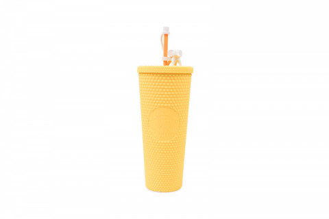Starbucks Cold Cup 24OZ (709ML) Bling Yellow With Elephant Topper