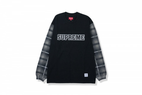 Supreme Plaid Sleeve L/S Tee Black