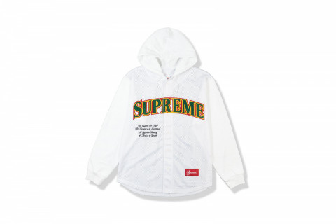 Supreme Mesh Hooded L/S Baseball Jersey White