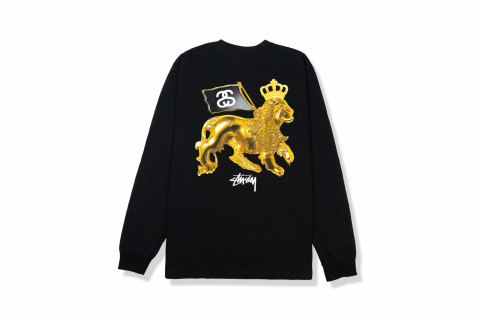 Stussy Long Sleeve Gold Lion T-Shirt Black