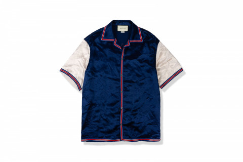 Gucci Star Bowling Shirt Blue Silk