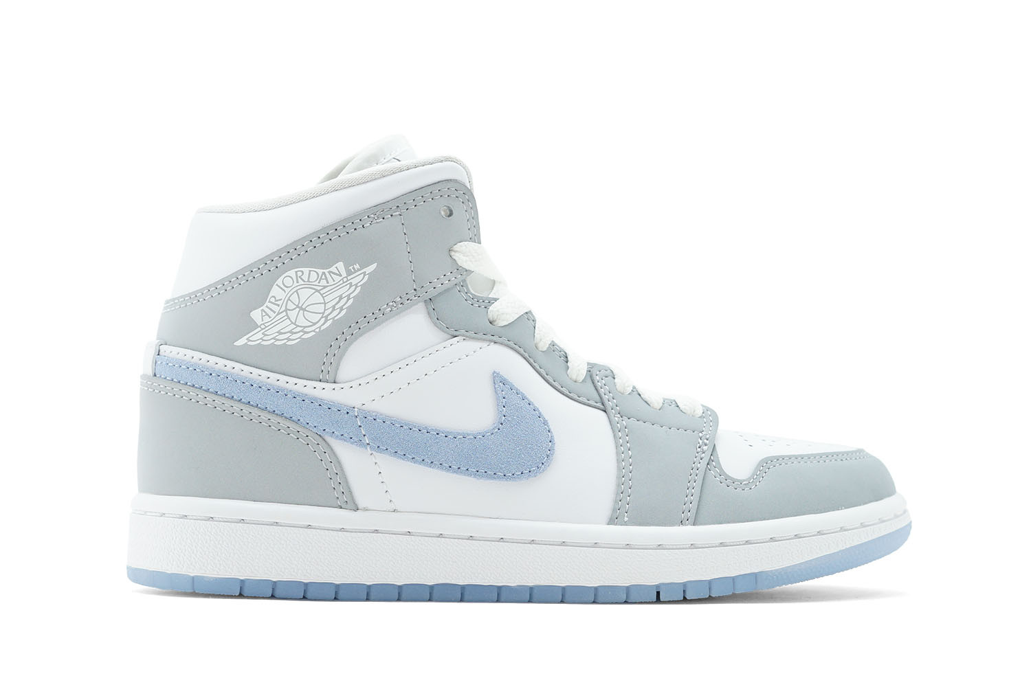 women's air jordan 1 mid wolf grey aluminum shoes