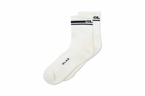 GLAB Striped Logo Mid Socks Cream GLAB Striped Logo Mid Socks Cream