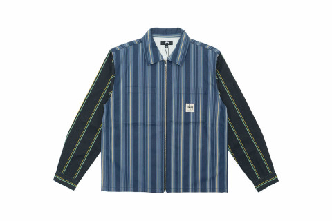 Stussy Mix Stripe Zip Up Work Jacket