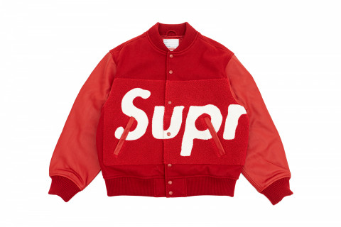 Supreme Big Logo Chenille Varsity Jacket Red Supreme Big Logo Chenille Varsity Jacket Red