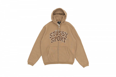 Stussy Sport Zip Hoodie Washed Tan