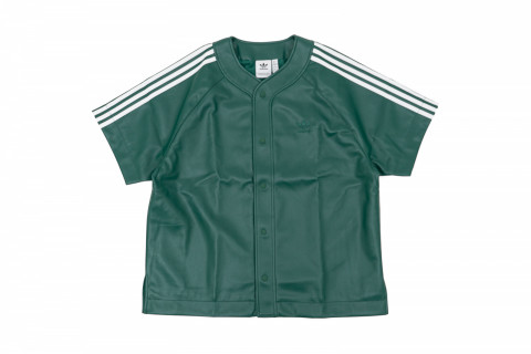Adidas Faux Leather Baseball Jersey  Green Adidas Faux Leather Baseball Jersey  Green