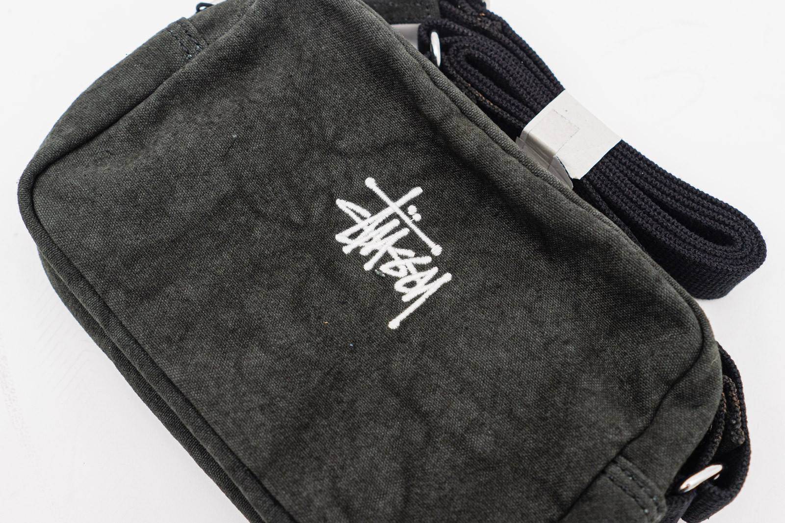 Stussy Canvas Side Pouch Washed Black - GLAB.VN