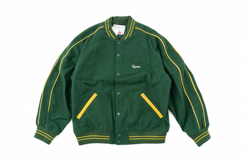 Supreme Jamie Reid It's All Bollocks Varsity Jacket Dark Green
