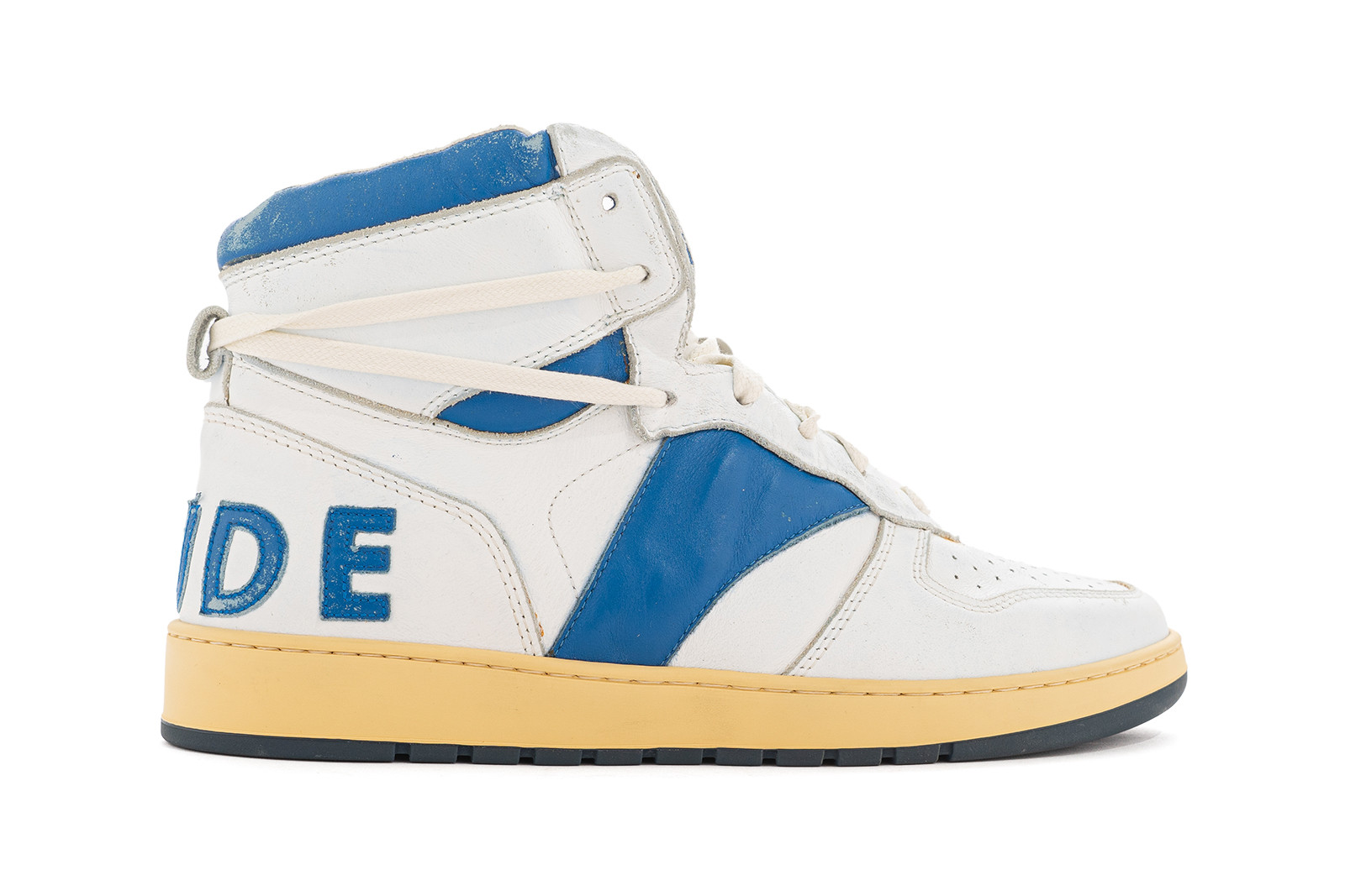 RHUDE Rhecess White/Royal Blue high-top Sneakers - GLAB.VN