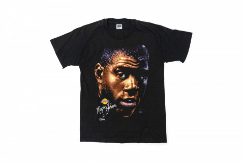 Vintage 90s Anvil Lakers Magic Johnson Big Face Tee Black