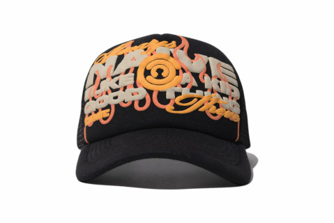Conic Naive Trucker Hat Black Orange