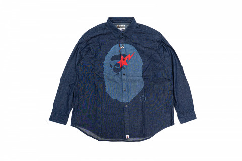 BAPE Sta ape head relaxed denim shirt