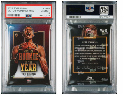 2023 TOPPS NOW VICTOR WEMBANYAMA VW6 ROOKIE OF THE YEAR RC 