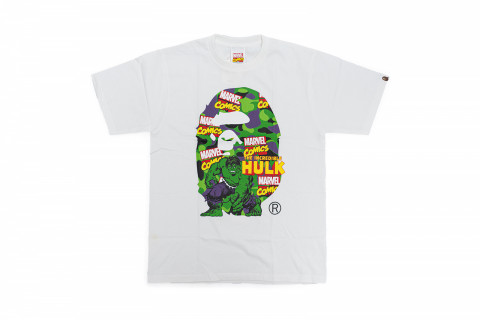BAPE Marvel Ape Head Hulk Tee White Green 