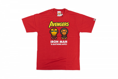 BAPE Marvel baby milo x iron man tee red