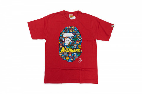 BAPE Marvel Ape Head avengers tee Red 