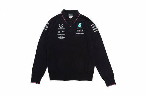 Mercedes F1 RP knitted LS Polo Black Mercedes F1 RP knitted LS Polo Black