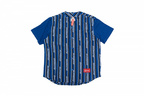 Supreme Jacquard Logo Baseball Jersey Royal