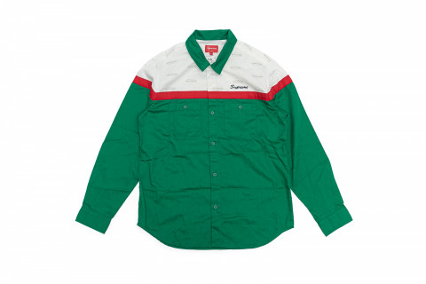 Supreme Color Blocked Work Shirt Green