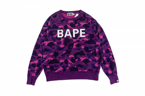 BAPE Color Camo Crystal Stone Relaxed Fit Crewneck Sweatshirt (SS22) Purple