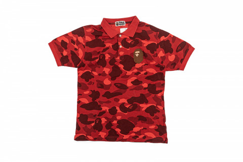   BAPE Color Camo Large Ape Head Polo Red