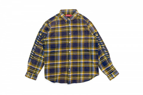 Supreme NAVY WASHED PLAID ZIP SHIRT Supreme NAVY WASHED PLAID ZIP SHIRT