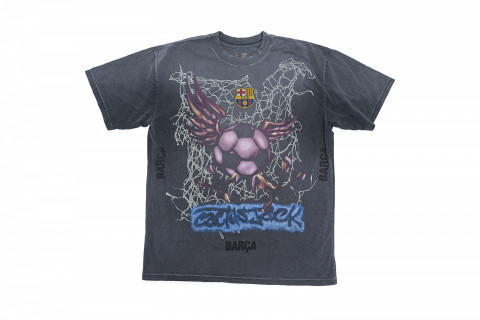 Travis Scott x FC Barcelona Washed Spray Logo Tee Black