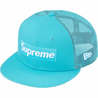 Supreme Box Logo Mesh Back New Era Hat (SS23) Blue