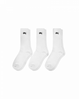 Stussy Crew Socks (3 Pack) White
