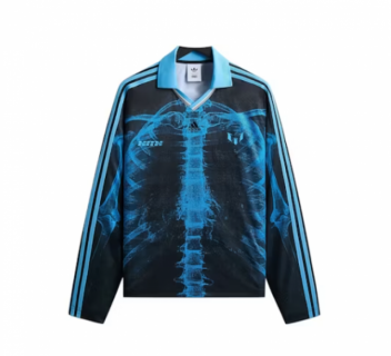 Kith x adidas Messi Football Skeleton Goalkeeper Long Sleeve Tee Black/Blue
